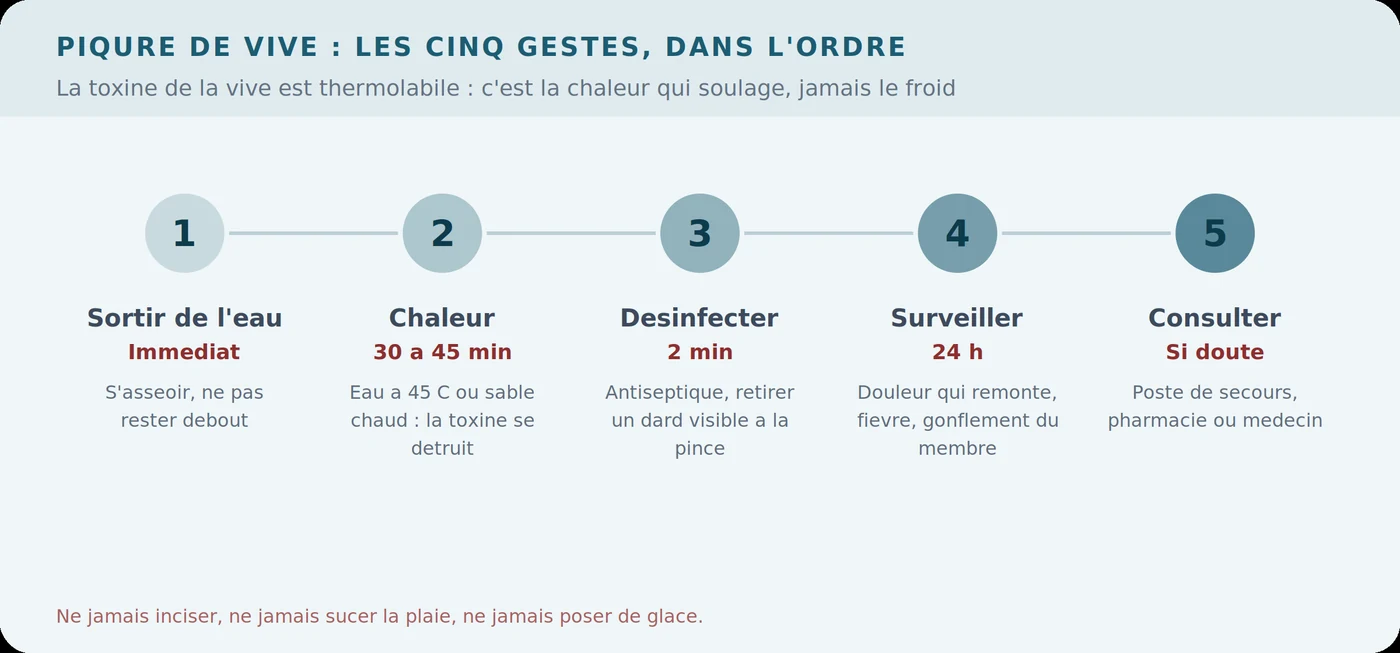 Les cinq gestes après une piqûre de vive